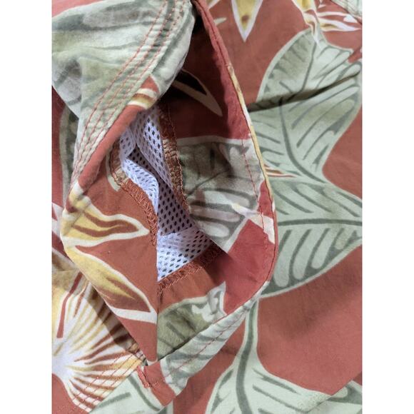 Tommy Bahama Men's Swim Trunks Orange Yellow Leafs Lining Pockets Size XXL - Picture 4 of 7